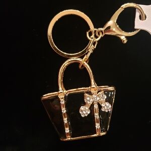 Elegant Gold and Black Handbag Keychain